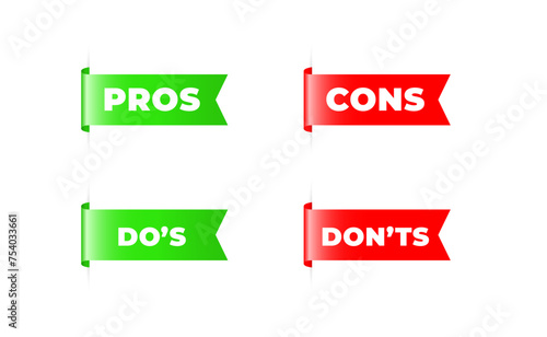 set of pros and cons sign sticker design