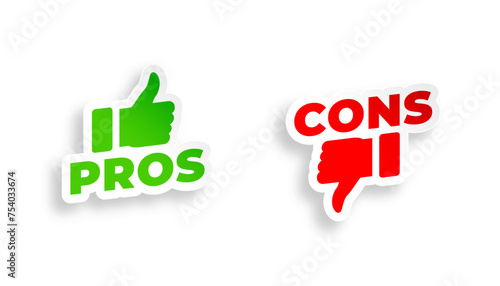 modern pros and cons sign sticker design photo