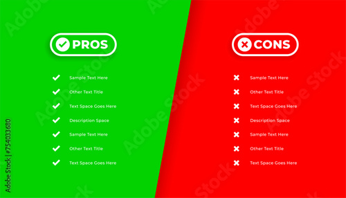 modern pros and cons comparison list design