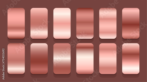 modern UI and UX element design with metallic gradient color set