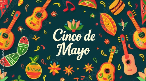 Banner or card for Cinco de Mayo celebration, mexican tradition holiday