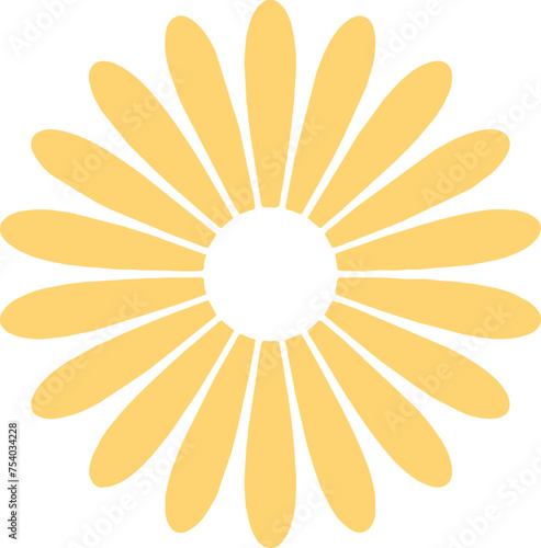 Yellow summer flower vector silhouette 