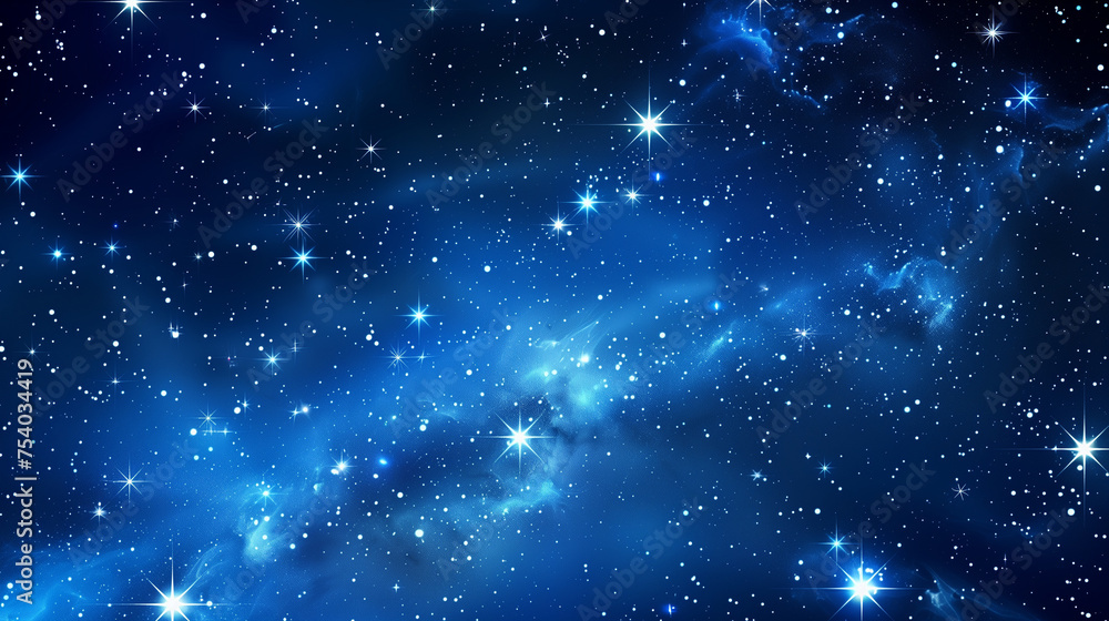 Night shining starry sky  blue space background 