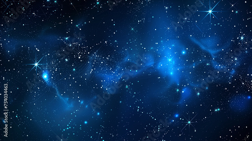 Night shining starry sky  blue space background 