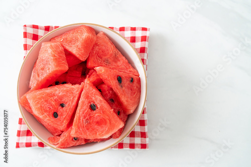 fresh watermelon sliced  in  bowl