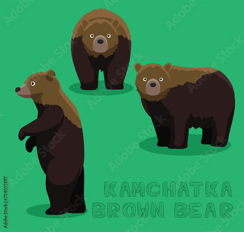 Kamchatka Brown Bear Cartoon Vector Illustration