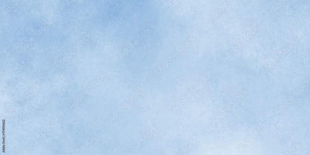 Blue sky with tiny clouds and weather and beautiful nature in the morning, watercolor abstract texture with white clouds and blue sky, Light blue watercolor paper texture background with splashes.	 - obrazy, fototapety, plakaty 