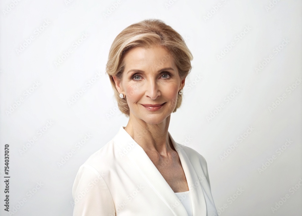 Beautiful 50s mid-aged mature woman smiling happily Beautiful 50s mid-aged mature woman smiling happily
