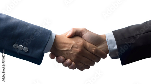 two businessmen shaking hands isolated on white background © bahadirbermekphoto