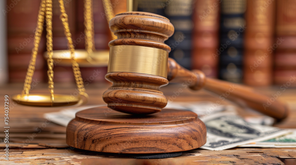 Law theme, judge gavel, scales, books Law theme, judge gavel, scales, books