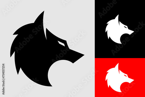 Wolf Head Fox Silhouette Black White Logo Design