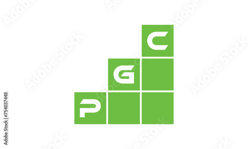 PGC initial letter financial logo design vector template. economics, growth, meter, range, profit, loan, graph, finance, benefits, economic, increase, arrow up, grade, grew up, topper, company, scale photo