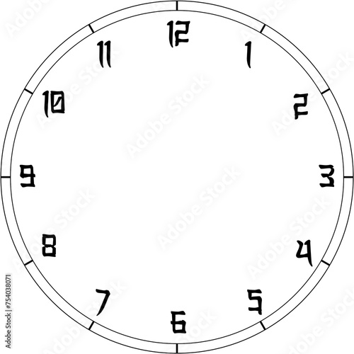 Illustration of clock numbers in black circle photo