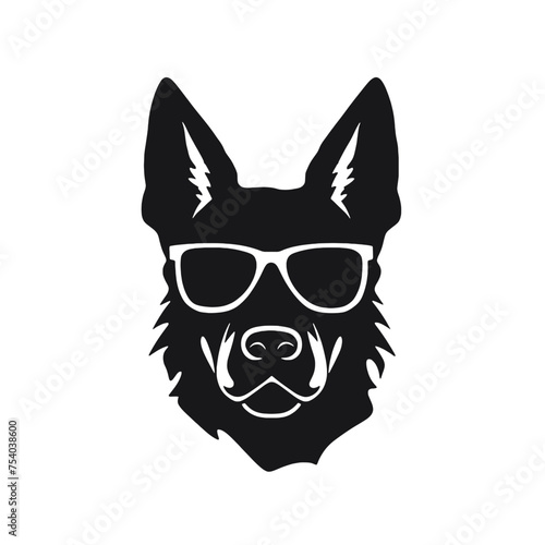 german shepherd dog silhouettes set, dogs silhouettes - vector illustration