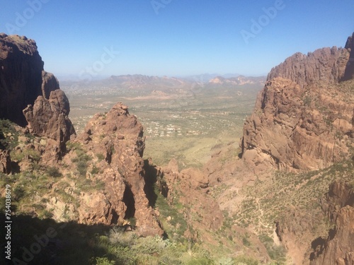 Hiking a Trail in Lost Dutchman State Park, View of East Valley