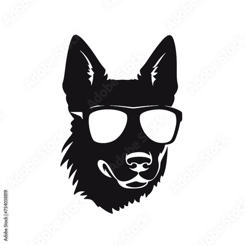 german shepherd dog silhouettes set, dogs silhouettes - vector illustration
