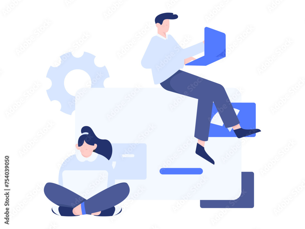 Flat vector illustration of business people operating work scene
Flat vector illustration of business people operating work scene