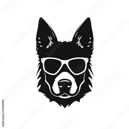 German shepherd dog black and white vector illustrations silhouette set isolated on white background © vectorcyan