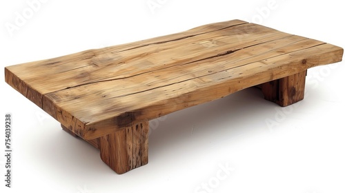 simple wooden table with a smooth tabletop and clean lines  resting on a crisp white background