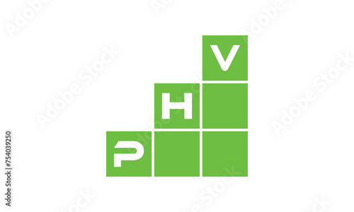 PHV initial letter financial logo design vector template. economics, growth, meter, range, profit, loan, graph, finance, benefits, economic, increase, arrow up, grade, grew up, topper, company, scale