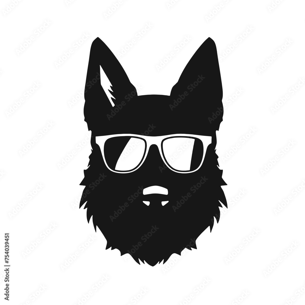 German shepherd Face, Silhouettes Dog Face SVG, black and white German shepherd vector