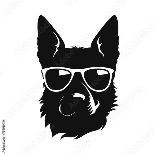 German shepherd Face, Silhouettes Dog Face SVG, black and white German shepherd vector