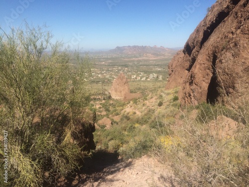 Hiking a Trail in Lost Dutchman State Park, View of East Valley photo