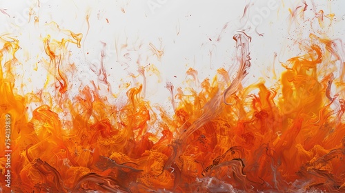 fiery tendrils of orange and red hues intertwine with the ethereal wisps of smoke, painting a dynamic and abstract scene