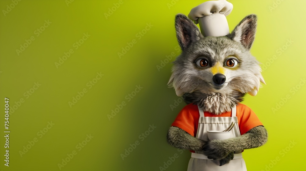 Cartoon Fox Character as a Chef in a Colorful Studio Shot
