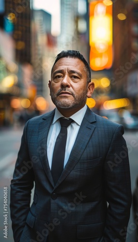 Stylish businessman portrait on blurred background, professional fashionable male executive look © Ilja
