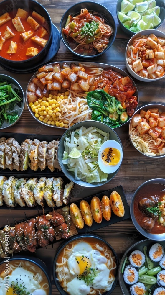 Fototapeta premium Bossam . Korean food background . Vertical background