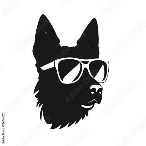 Vector illustration of German Shepherd dog  isolated on white background.