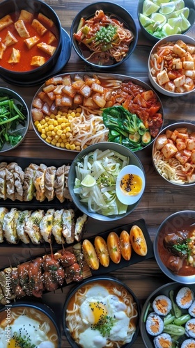 Bossam . Korean food background . Vertical background 