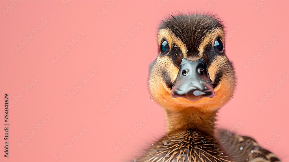 Dreamy Duck Portrait in Brown and Black Stripes Dreamy Duck Portrait in Brown and Black Stripes