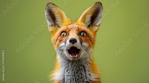 Vibrant Red Fox Portrait with Open Mouth