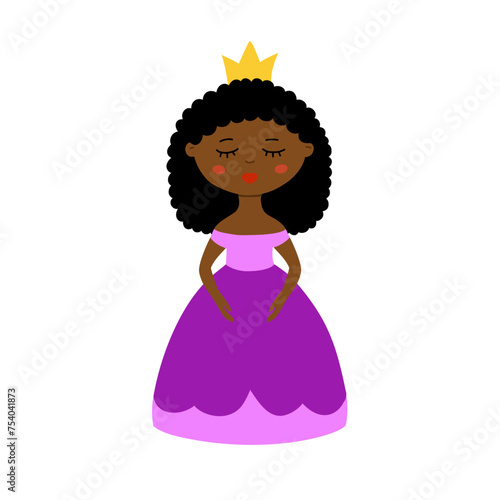 Princess icon isolated vector clip art illustration. Flat design cartoon scalable element.