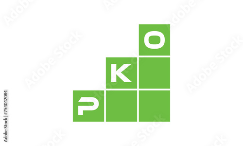 PKO initial letter financial logo design vector template. economics, growth, meter, range, profit, loan, graph, finance, benefits, economic, increase, arrow up, grade, grew up, topper, company, scale photo