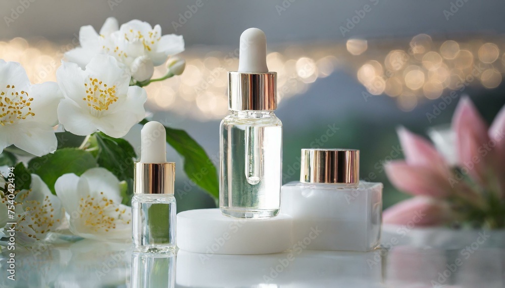 bottles of Rose water and flowers bottles of Rose water and flowers