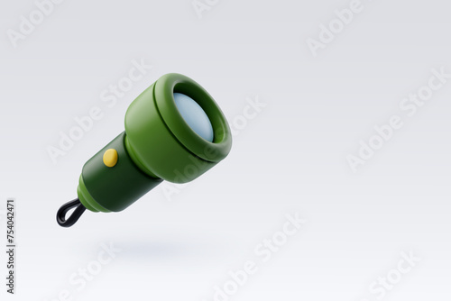 3d Vector Flashlight, Travel and camping adventure concept. Eps 10 Vector.