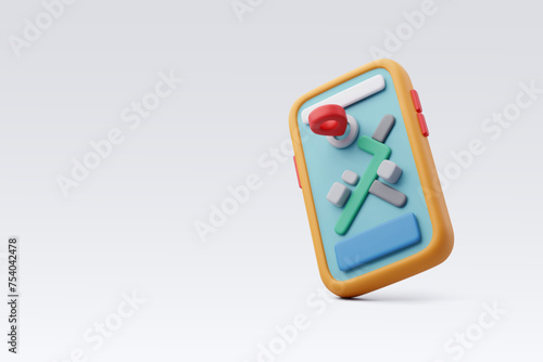 3d Vector Smartphone with map GPS navigation, Road trip, Tourism and Travel banner concept.