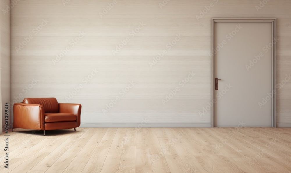Beautiful brown leather chair in front of the bedroom. Beautiful brown leather chair in front of the bedroom.