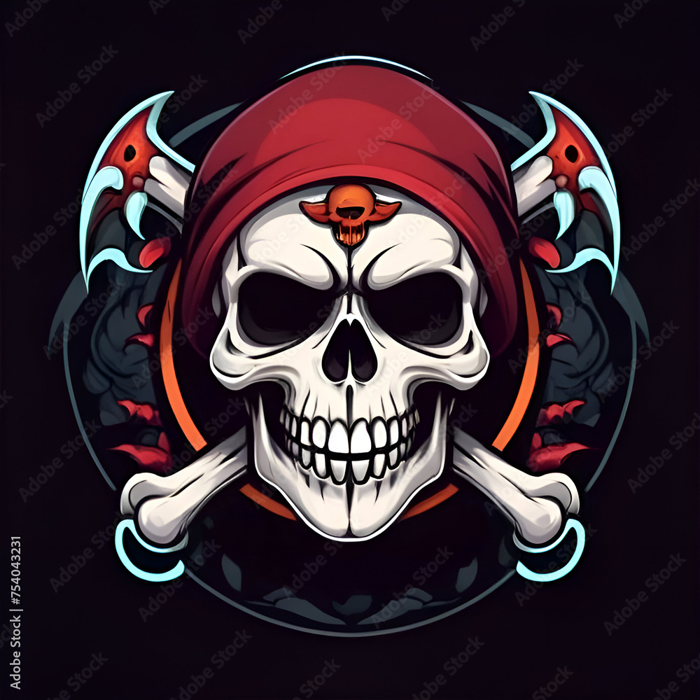 Cute and scary cartoon skull pictures, stickers, t-shirts.