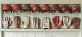 Detailed view of cricket gear showcasing intricate details of helmets, gloves, and pads.
