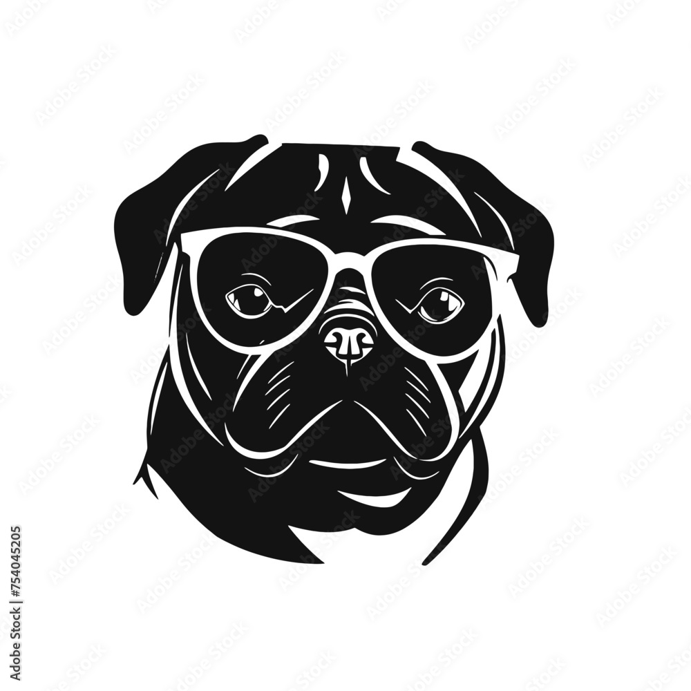 Pug dog face isolated on a white background, Vector, Illustration. Pug dog face isolated on a white background, Vector, Illustration.