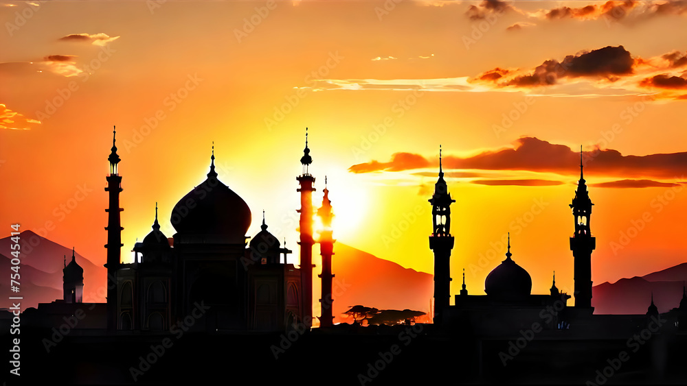 Religion, Illustration, EID, illustration of an background, mosque, Masjid, architecture, vector, art, ancient, background, wallpaper