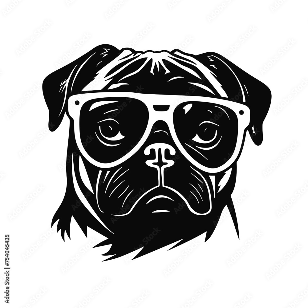 cute funny pug wearing sunglasses illustration, cool pug sketch cute funny pug wearing sunglasses illustration, cool pug sketch