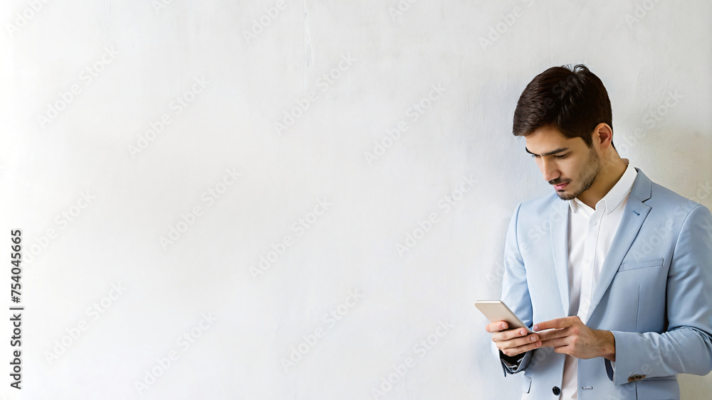 Professional businessman using smartphone for successful communication Professional businessman using smartphone for successful communication