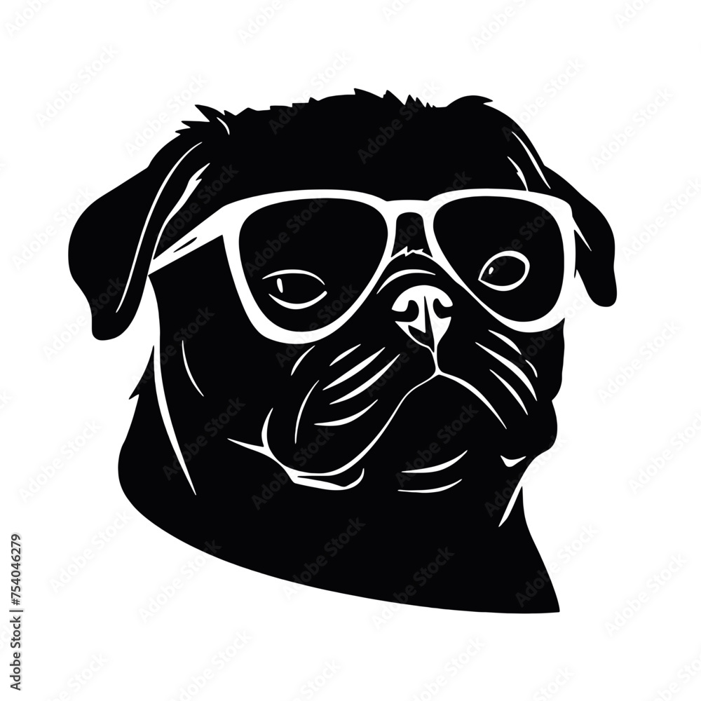 Fototapeta premium pug glasses logo