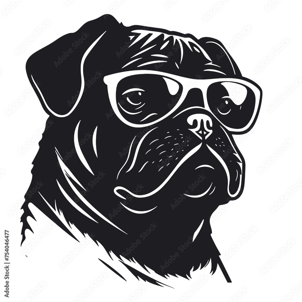 Fototapeta premium cool pug wearing sunglasses vector illustration