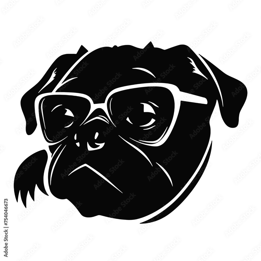 cool pug wearing sunglasses vector illustration cool pug wearing sunglasses vector illustration